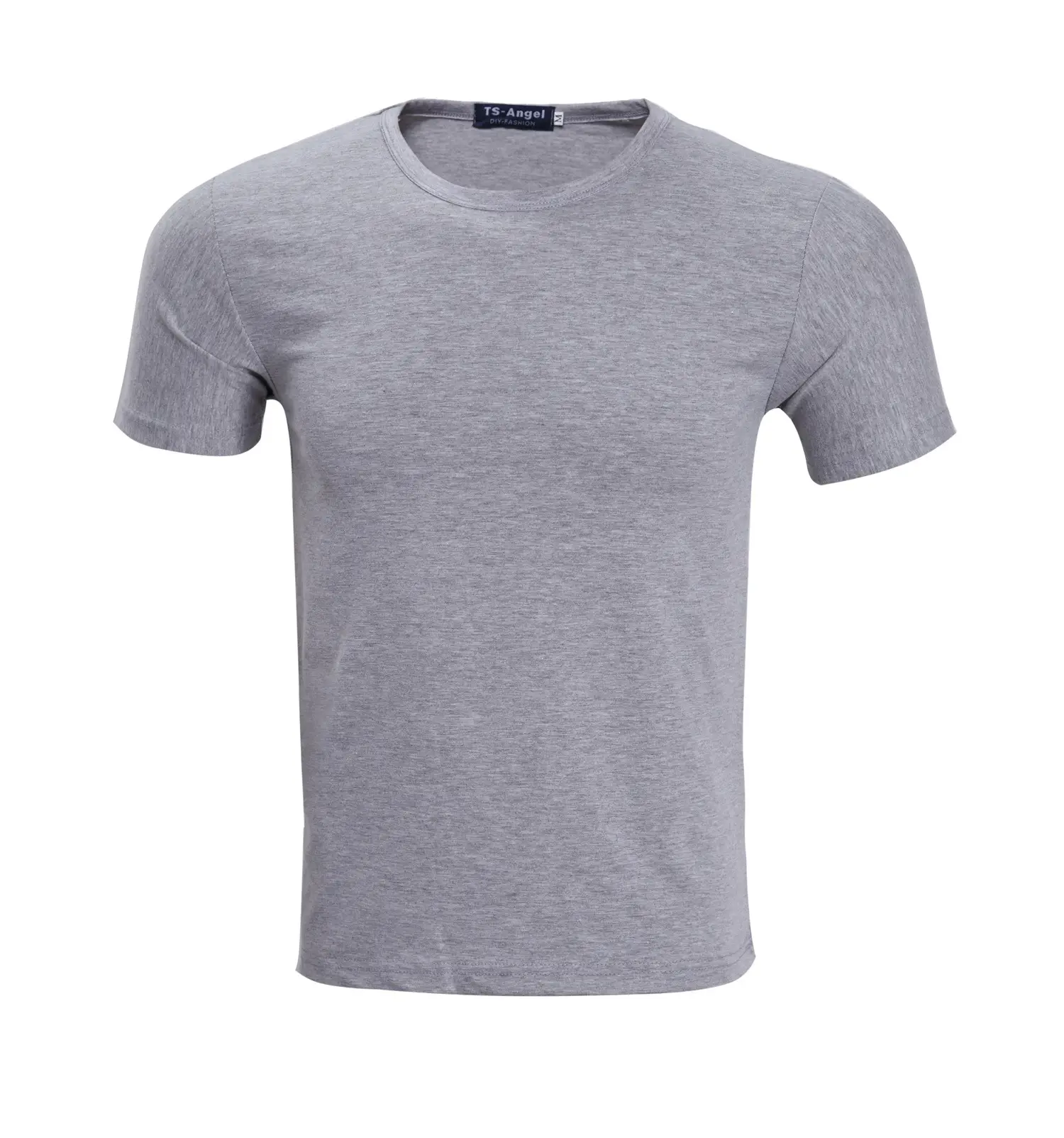 Men Grey Lycra T-Shirt Round Neck Summer