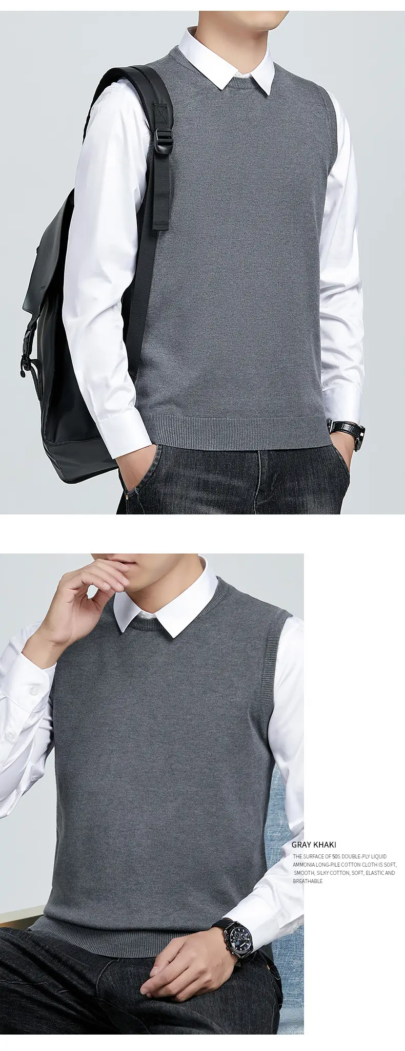 Men's Black Knit Vest with 7200 Test — feature 10