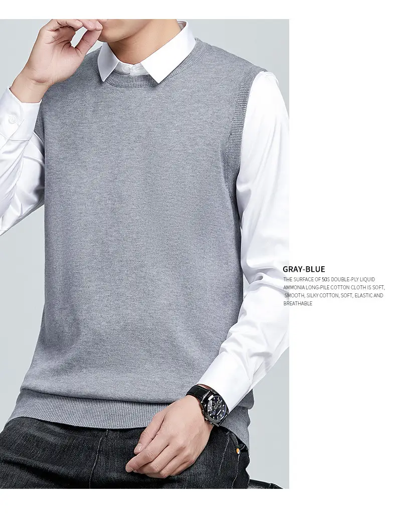 Men's Black Knit Vest with 7200 Test — feature 15