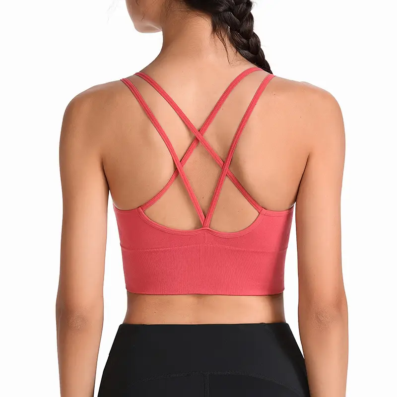 Plus Size European and American Wire-Free Thin Straps Beautiful Back Yoga Sports Bra Running Shock-Proof Quick-Drying Fitness Sports Bra for Women