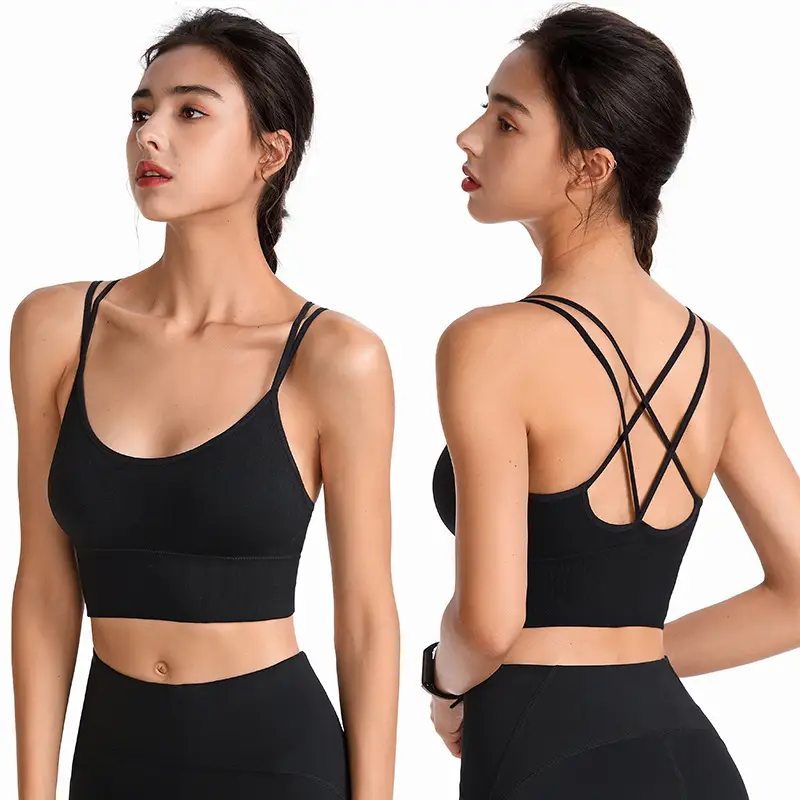 Plus Size European and American Wire-Free Thin Straps Beautiful Back Yoga Sports Bra Running Shock-Proof Quick-Drying Fitness Sports Bra for Women