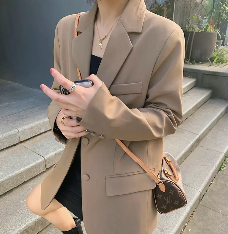 Women's Blazer 2026 Spring Autumn Brown Loose Suit — feature 1