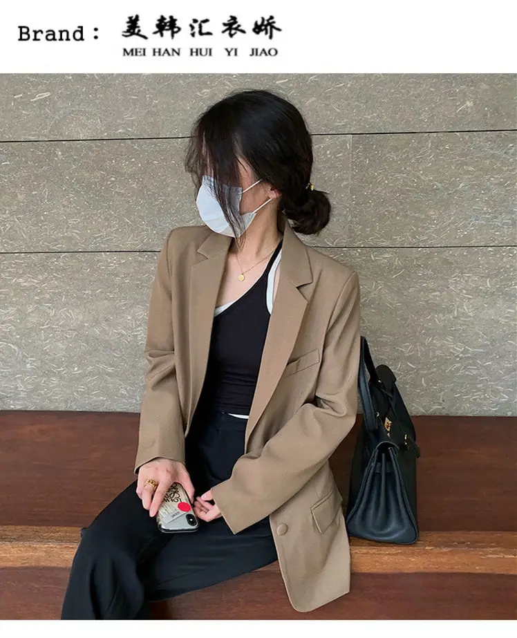 Women's Blazer 2026 Spring Autumn Brown Loose Suit — feature 12
