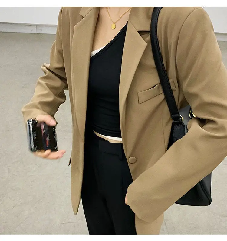 Women's Blazer 2026 Spring Autumn Brown Loose Suit — feature 15