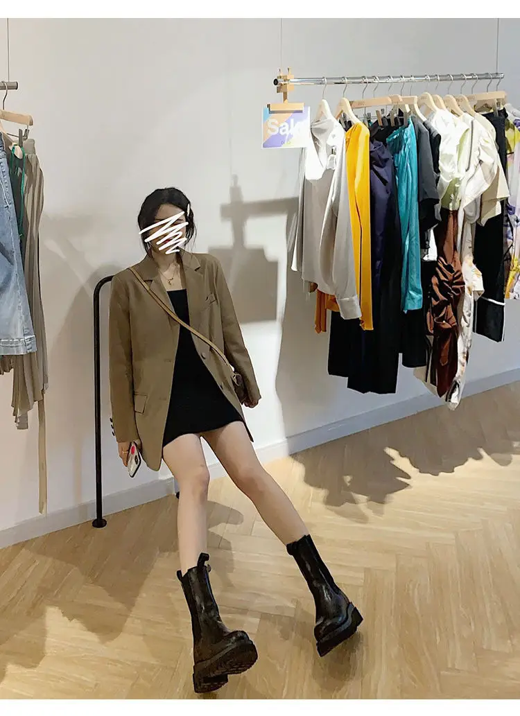 Women's Blazer 2026 Spring Autumn Brown Loose Suit — feature 6