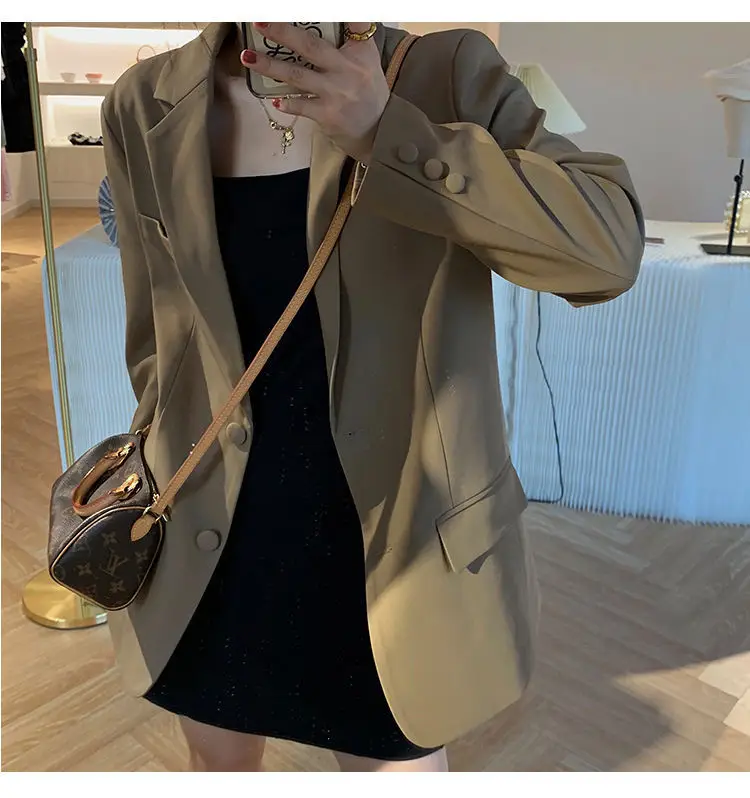 Women's Blazer 2026 Spring Autumn Brown Loose Suit — feature 9