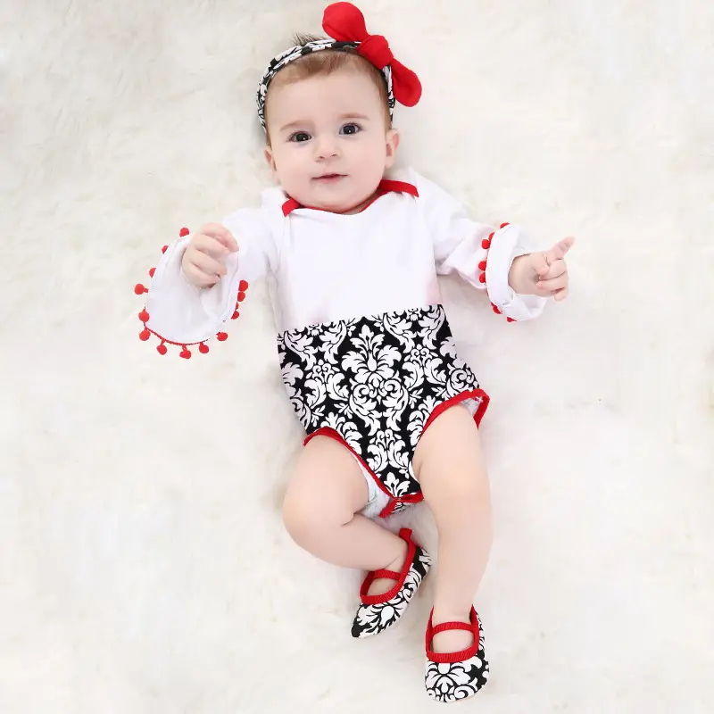 Spring Baby Jumpsuit Set with Tassel & Shoes
