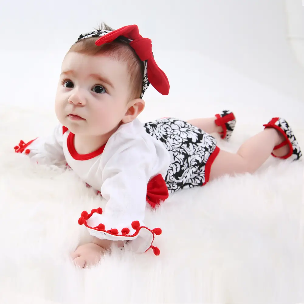 Spring Baby Jumpsuit Set with Tassel & Shoes