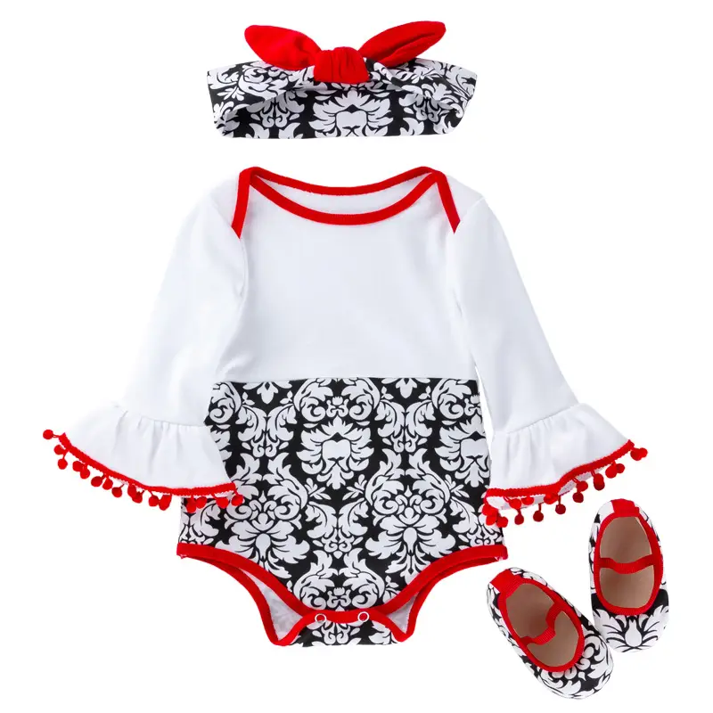 Spring Baby Jumpsuit Set with Tassel & Shoes