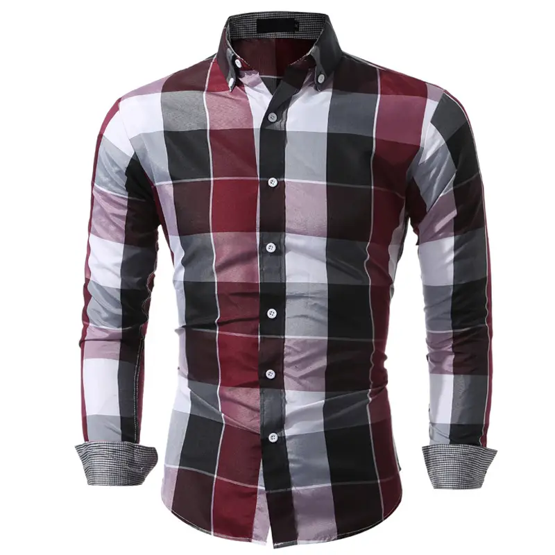 2025 Long Sleeve Plaid Men's Shirt European Size - Image 4