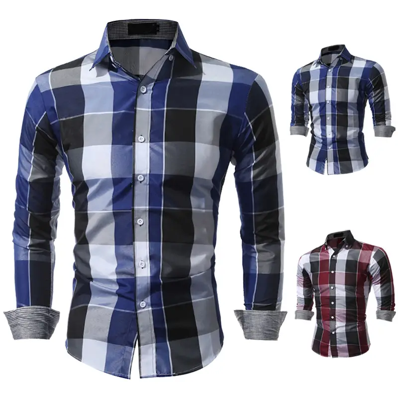2025 Long Sleeve Plaid Men's Shirt European Size — feature 1