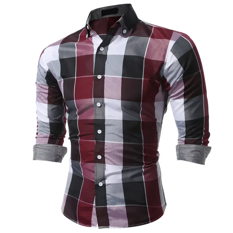 2025 Long Sleeve Plaid Men's Shirt European Size — feature 4