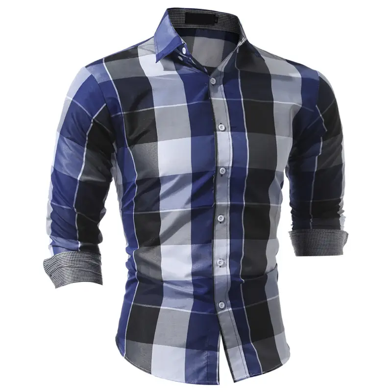 2025 Long Sleeve Plaid Men's Shirt European Size — feature 5