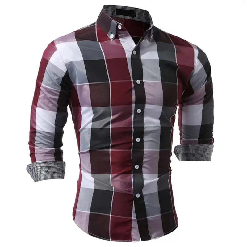 2025 Long Sleeve Plaid Men's Shirt European Size — feature 6