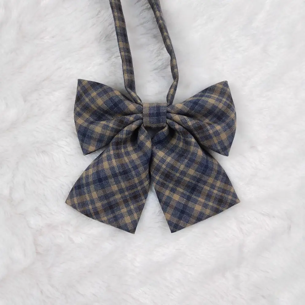 Women Plaid Bow Shirt White Bow Accessory