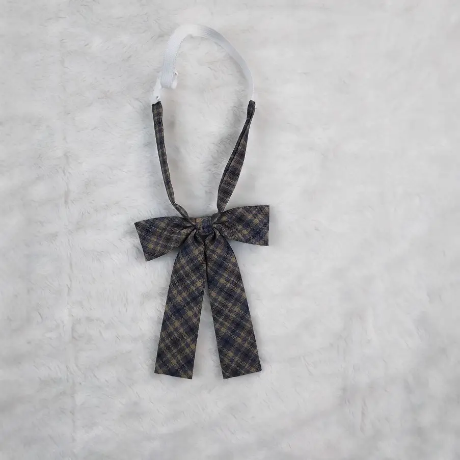Women Plaid Bow Shirt White Bow Accessory