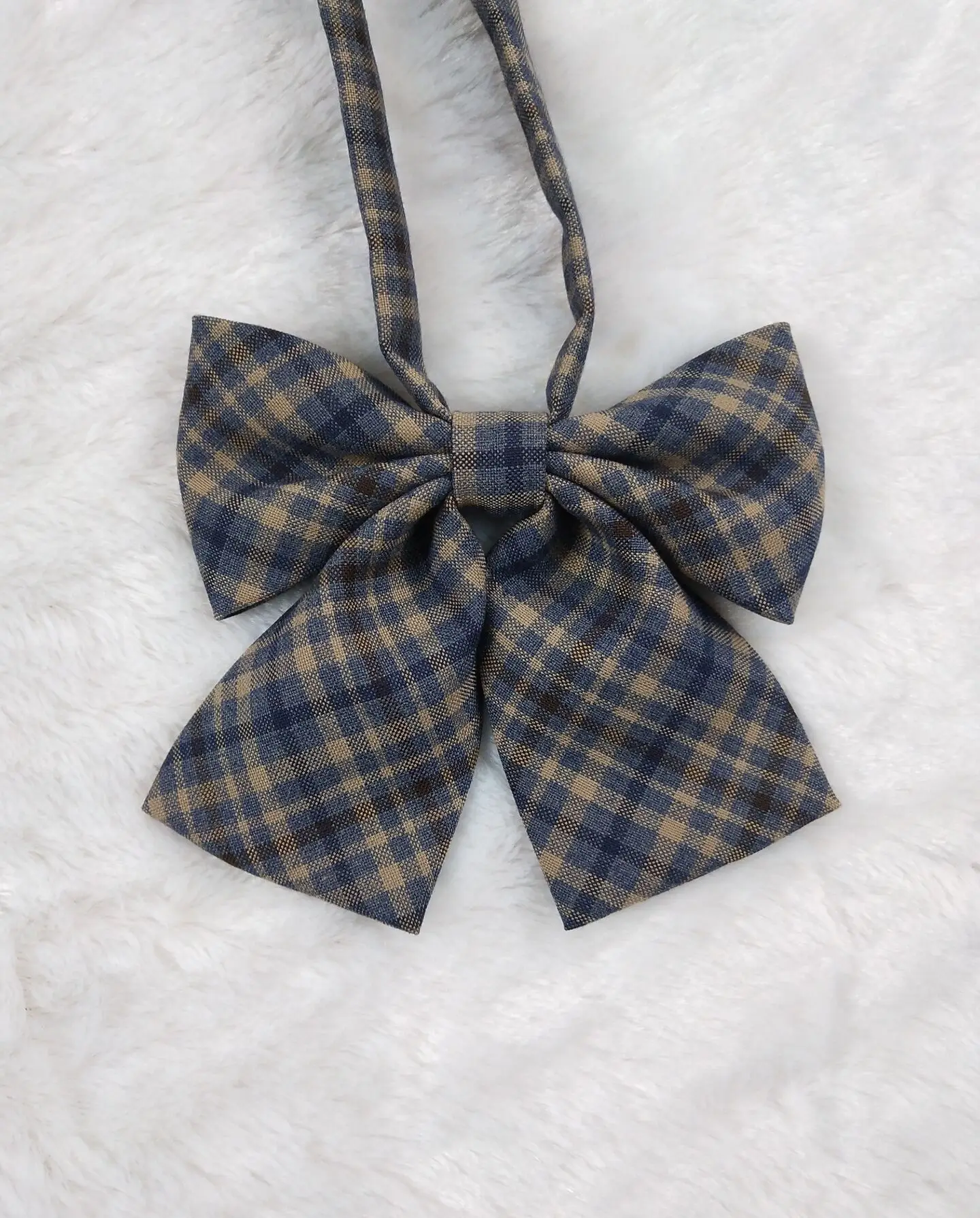 Women Plaid Bow Shirt White Bow Accessory