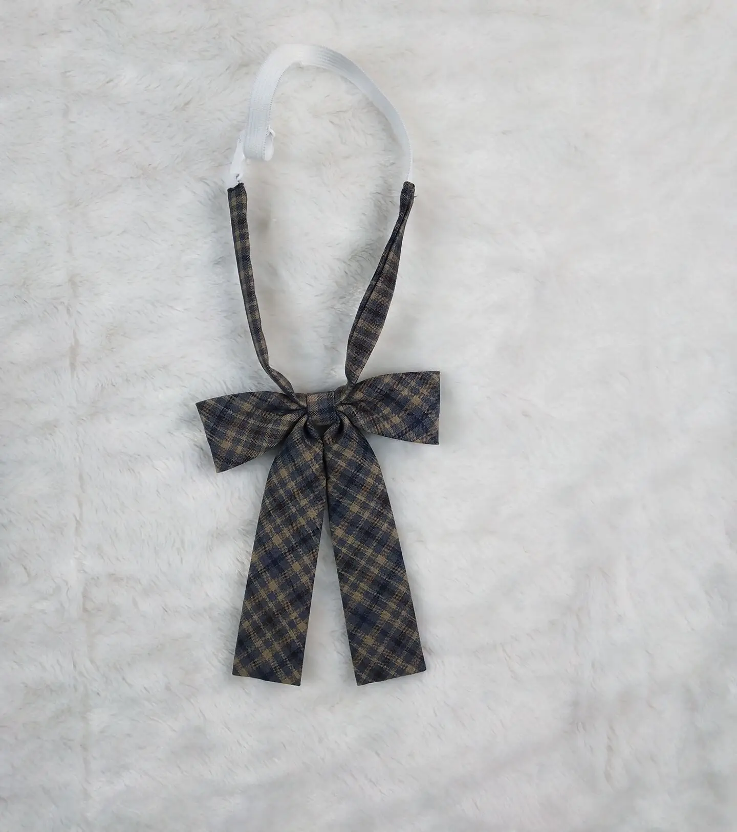 Women Plaid Bow Shirt White Bow Accessory