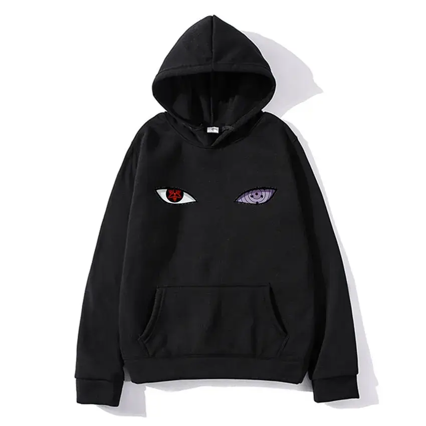 Orange Anime Eye Printed Hoodie for Men - Image 15