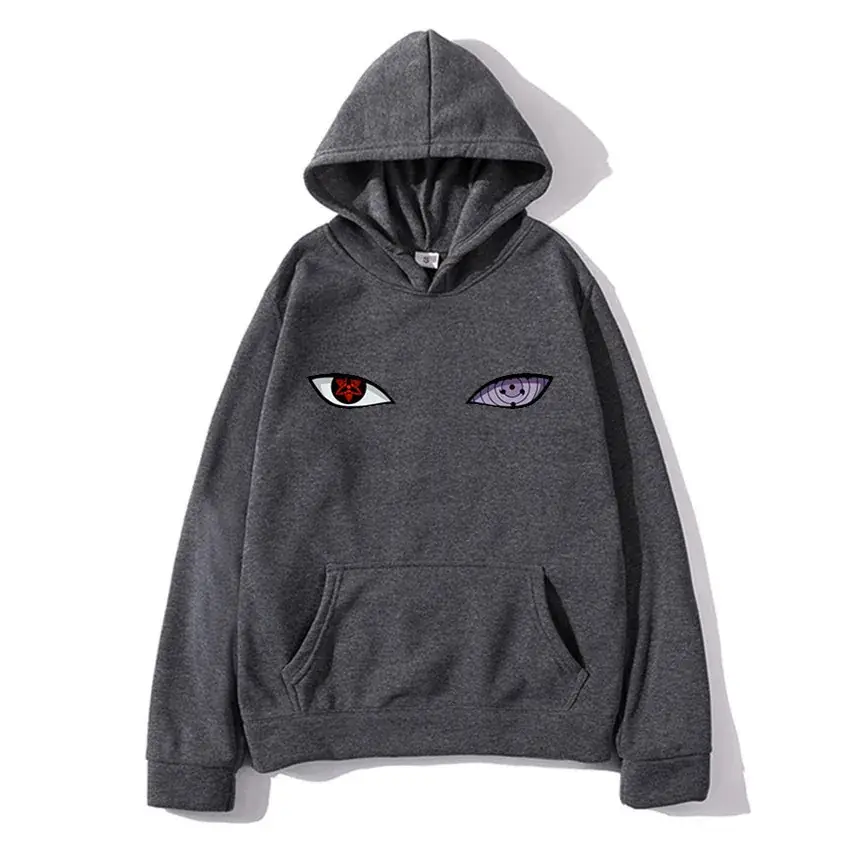 Orange Anime Eye Printed Hoodie for Men - Image 10