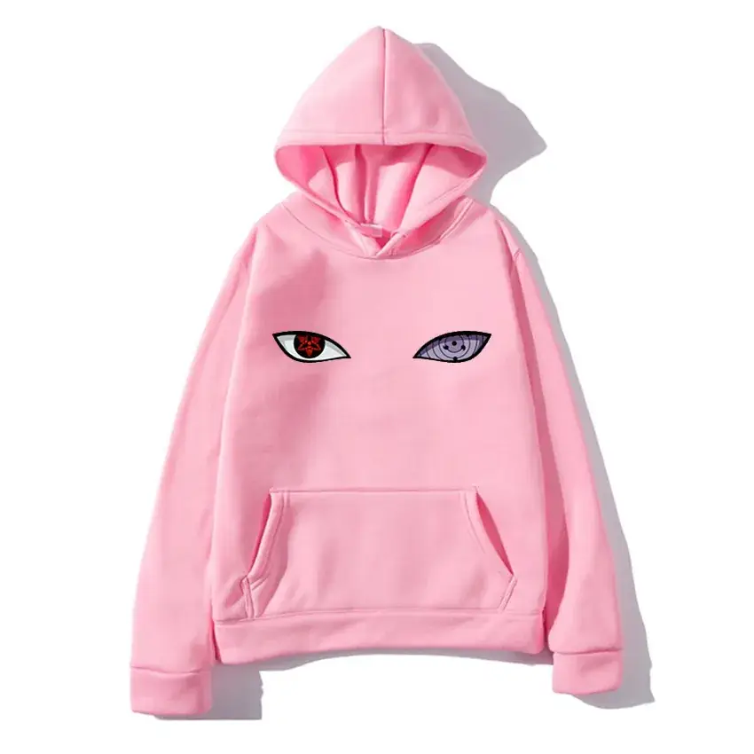 Orange Anime Eye Printed Hoodie for Men - Image 11