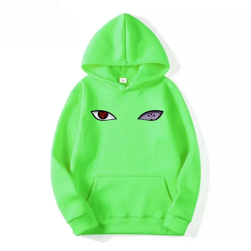 Orange Anime Eye Printed Hoodie for Men - Image 13