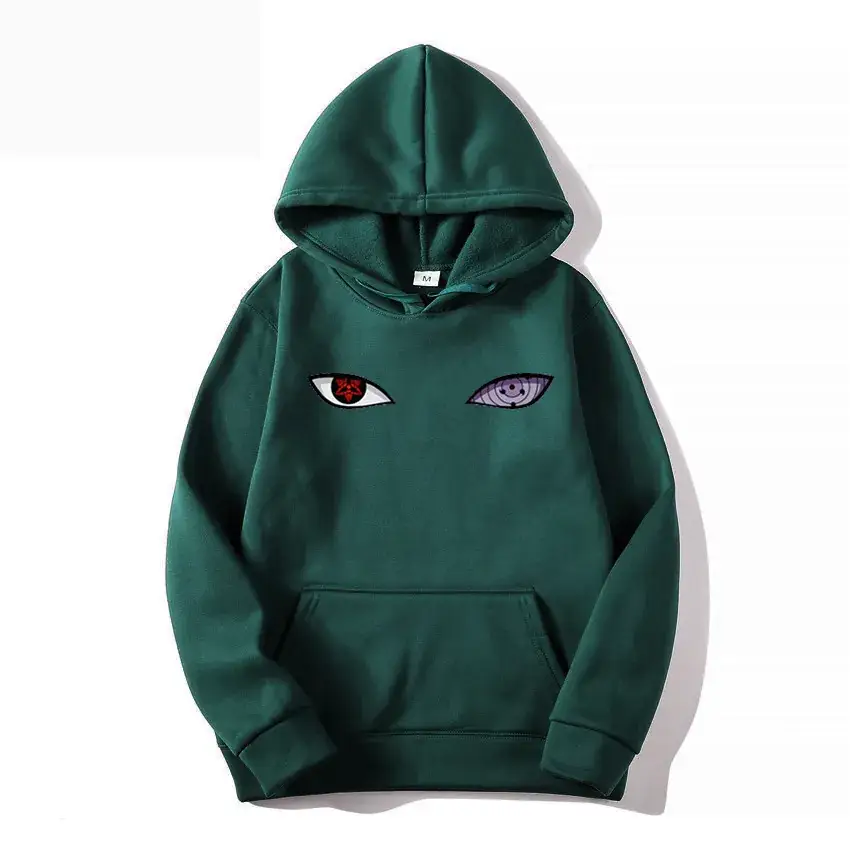 Orange Anime Eye Printed Hoodie for Men - Image 7