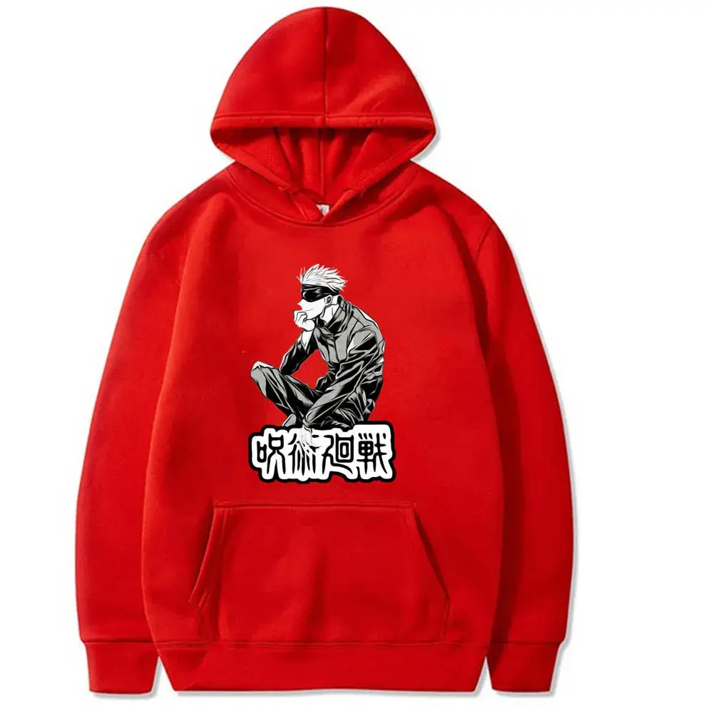 Men Hoodie Black Graphic Fleece Lined Satoru Gojo - Image 15