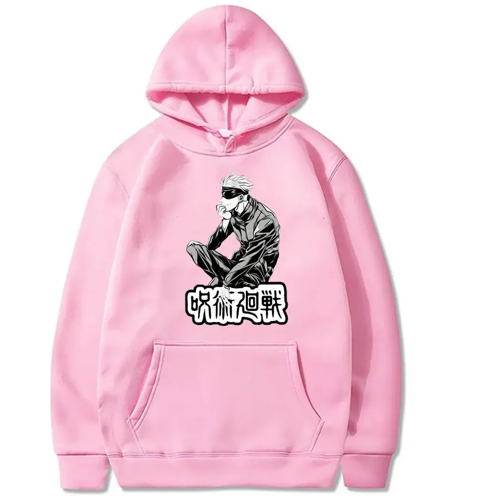 Men Hoodie Black Graphic Fleece Lined Satoru Gojo - Image 18