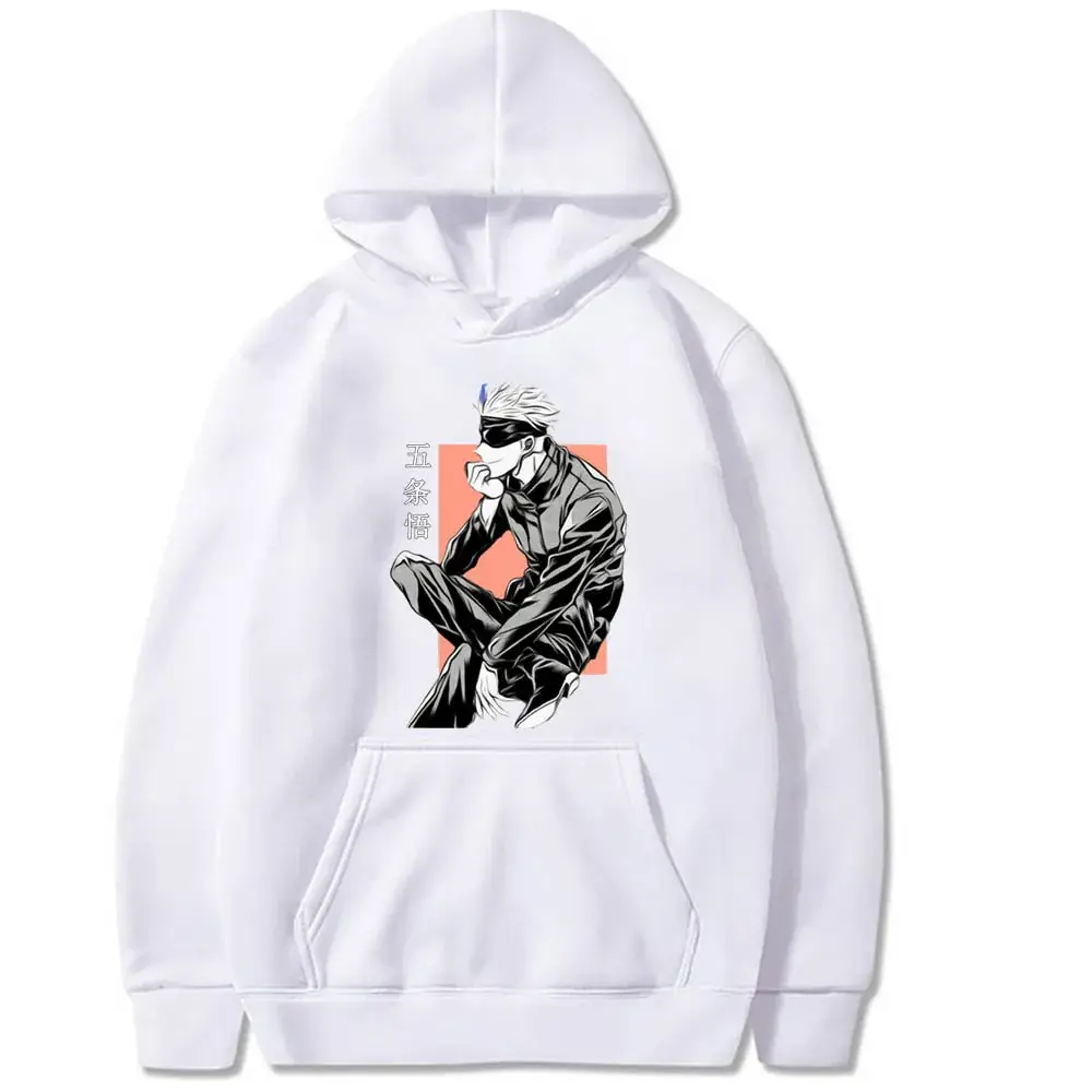 Men Hoodie Black Graphic Fleece Lined Satoru Gojo - Image 19