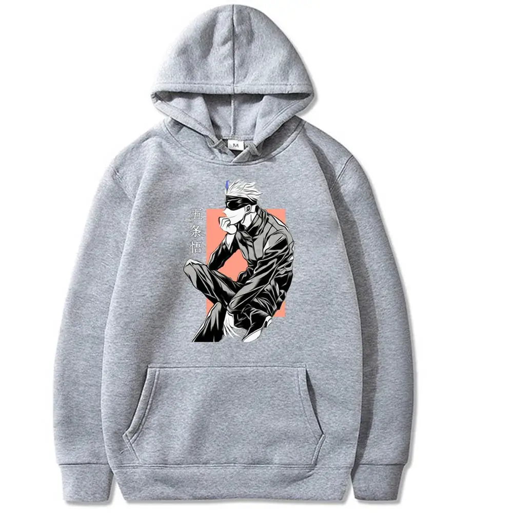 Men Hoodie Black Graphic Fleece Lined Satoru Gojo - Image 22