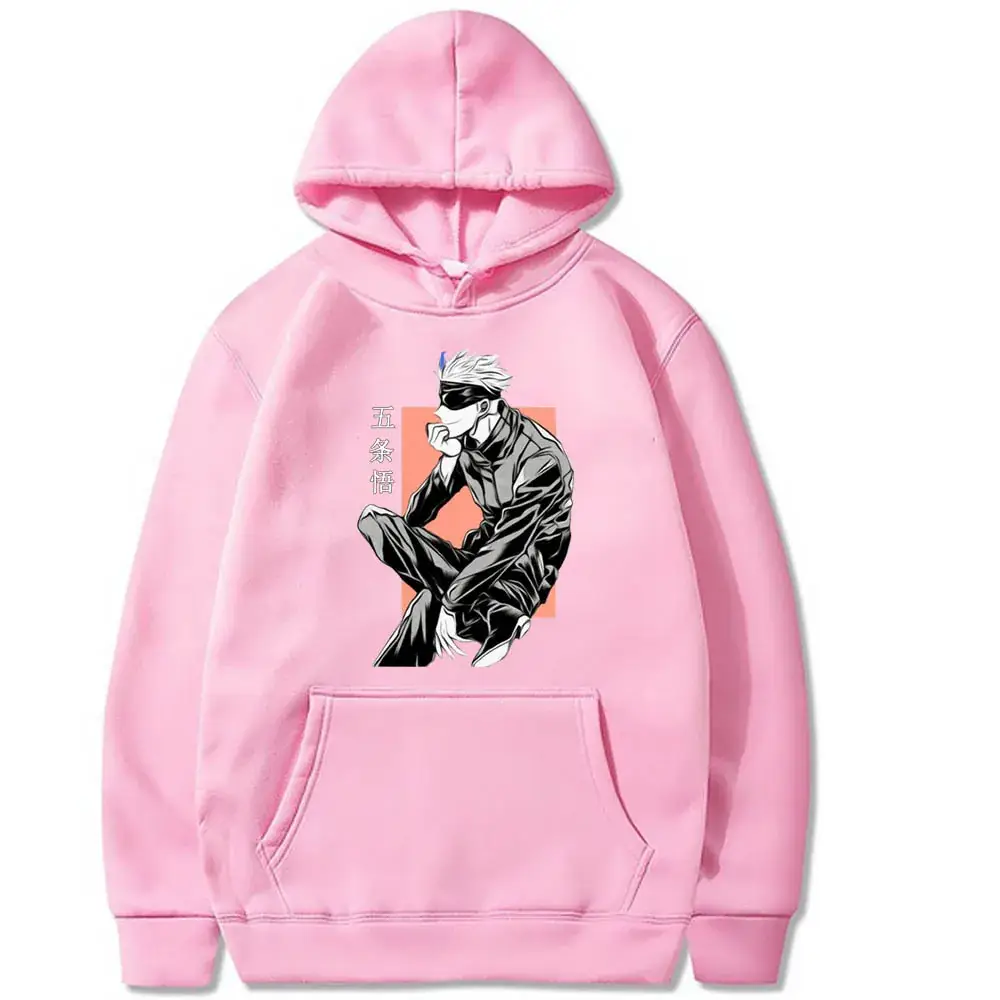 Men Hoodie Black Graphic Fleece Lined Satoru Gojo - Image 24