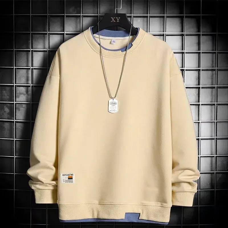Men's White Fleece Lined Sweatshirt Long Sleeve Casual Top - Image 11