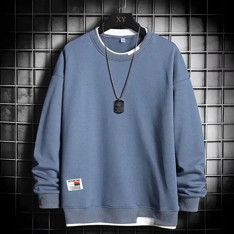 Men's White Fleece Lined Sweatshirt Long Sleeve Casual Top - Image 4