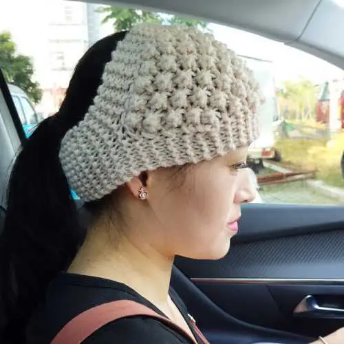 Blue Wool Knitted Wide Brim Hair Band for Women