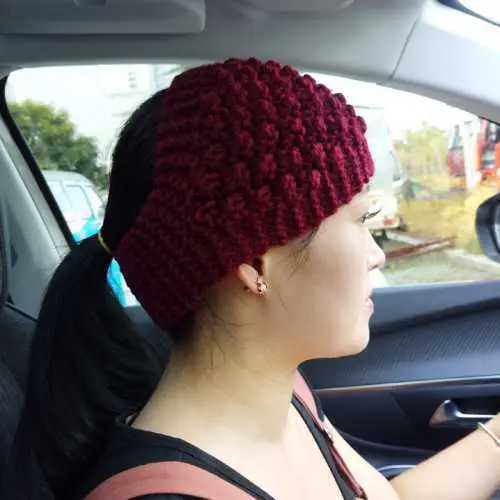 Blue Wool Knitted Wide Brim Hair Band for Women