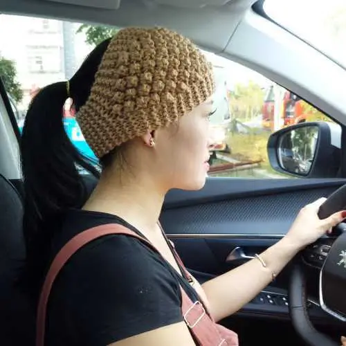 Blue Wool Knitted Wide Brim Hair Band for Women