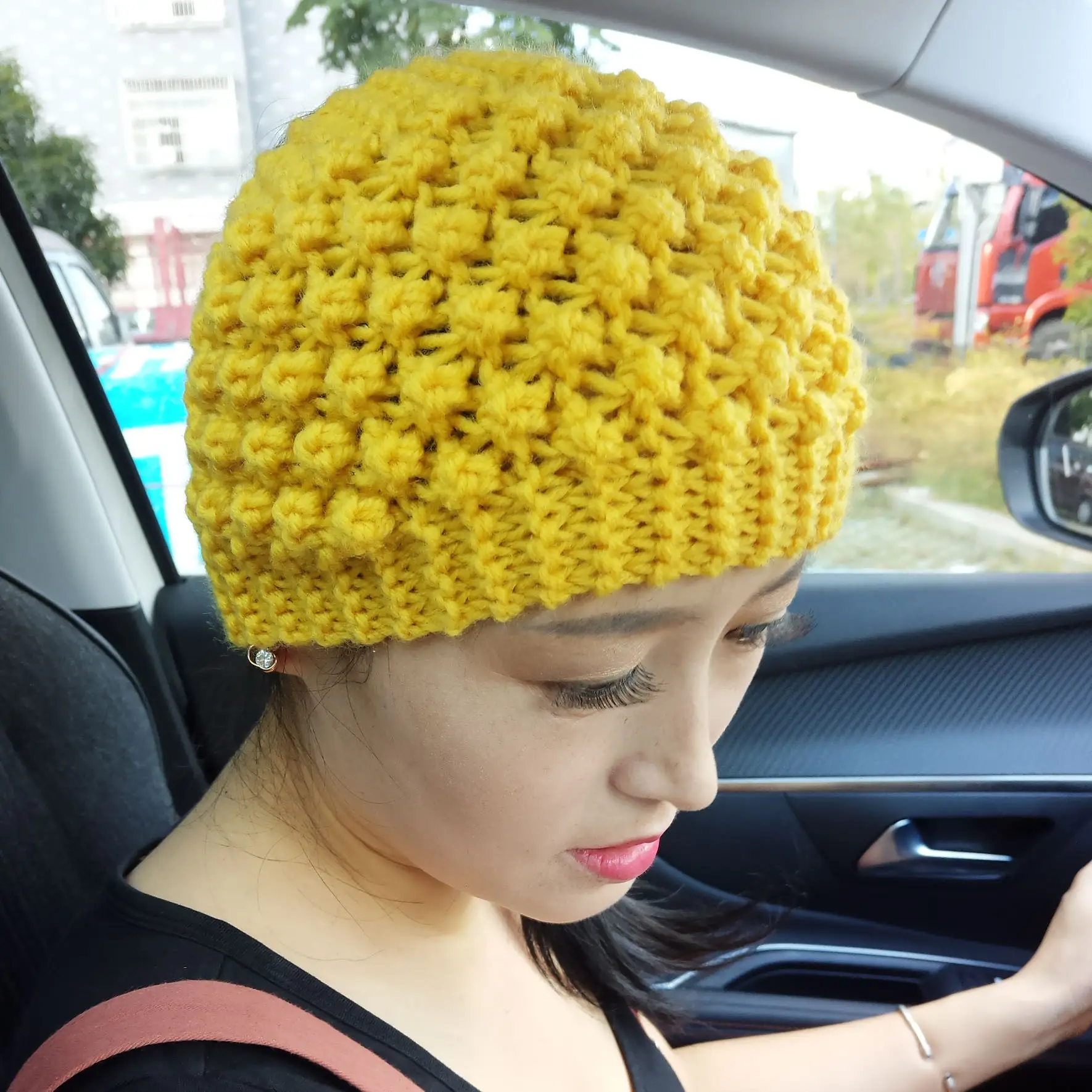 Blue Wool Knitted Wide Brim Hair Band for Women