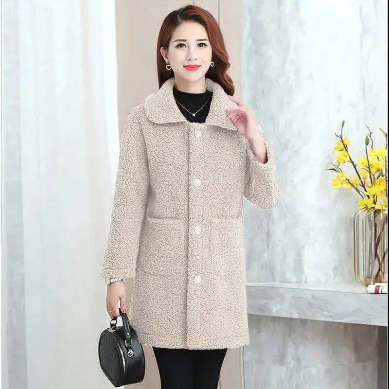 Women's Red Fur Embroidered Coat Winter Medium