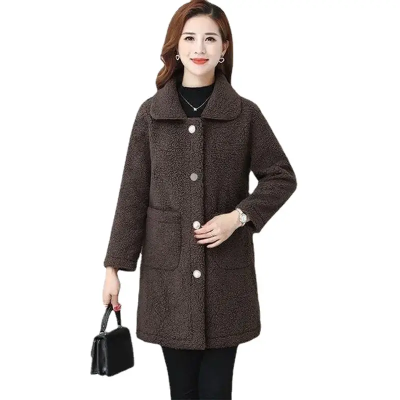 Women's Red Fur Embroidered Coat Winter Medium