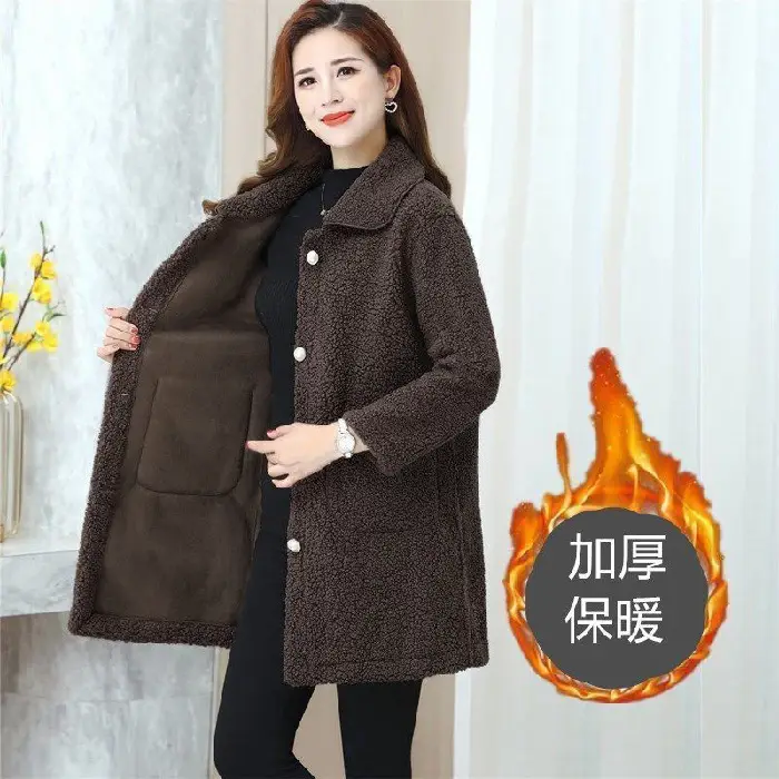 Women's Red Fur Embroidered Coat Winter Medium