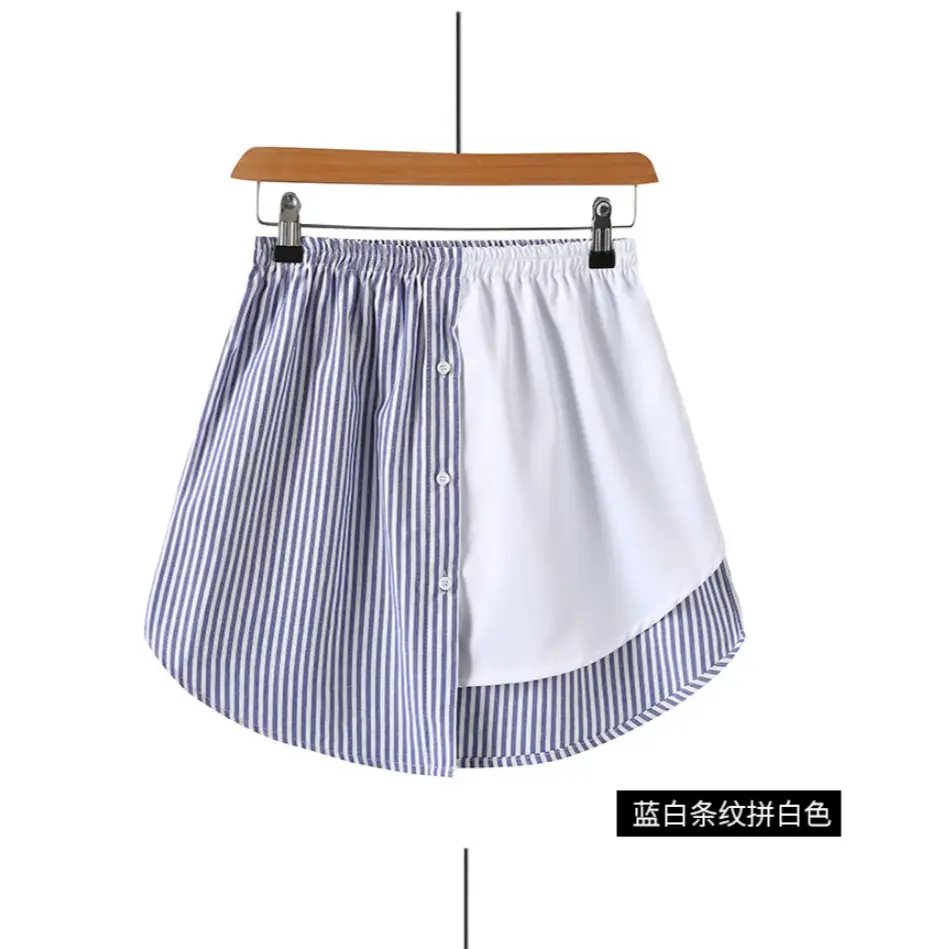 Blue Striped Half-Length Skirt Large Size - Image 6