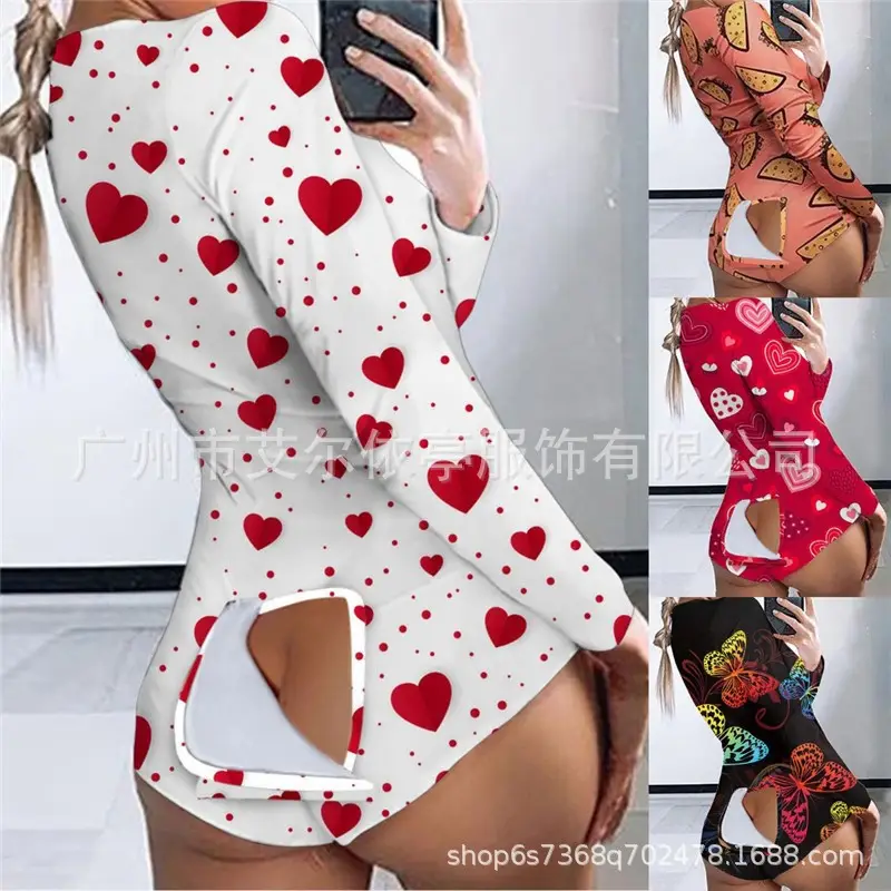 Women's Printed Lip Print Pajamas White Long Sleeve
