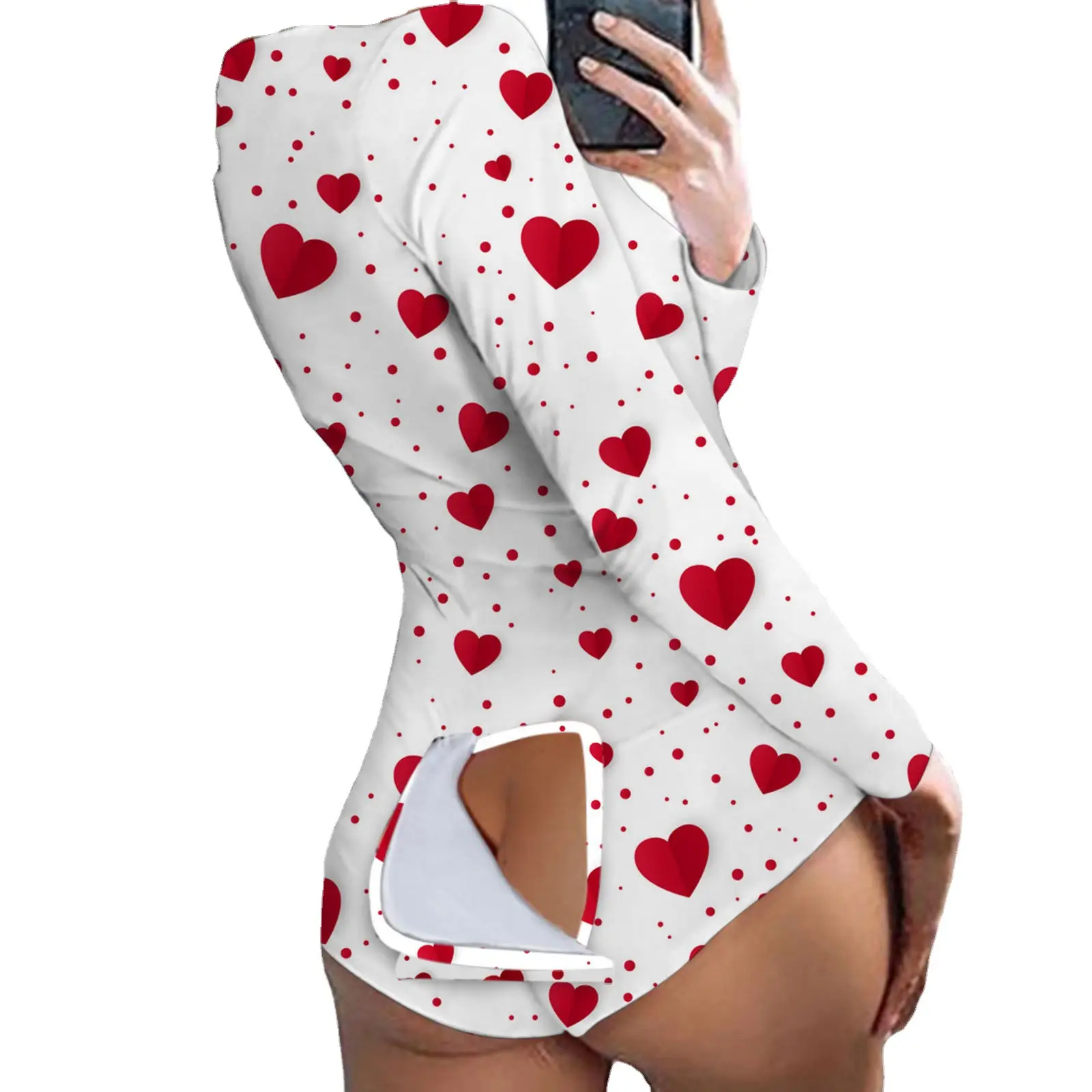 Women's Printed Lip Print Pajamas White Long Sleeve