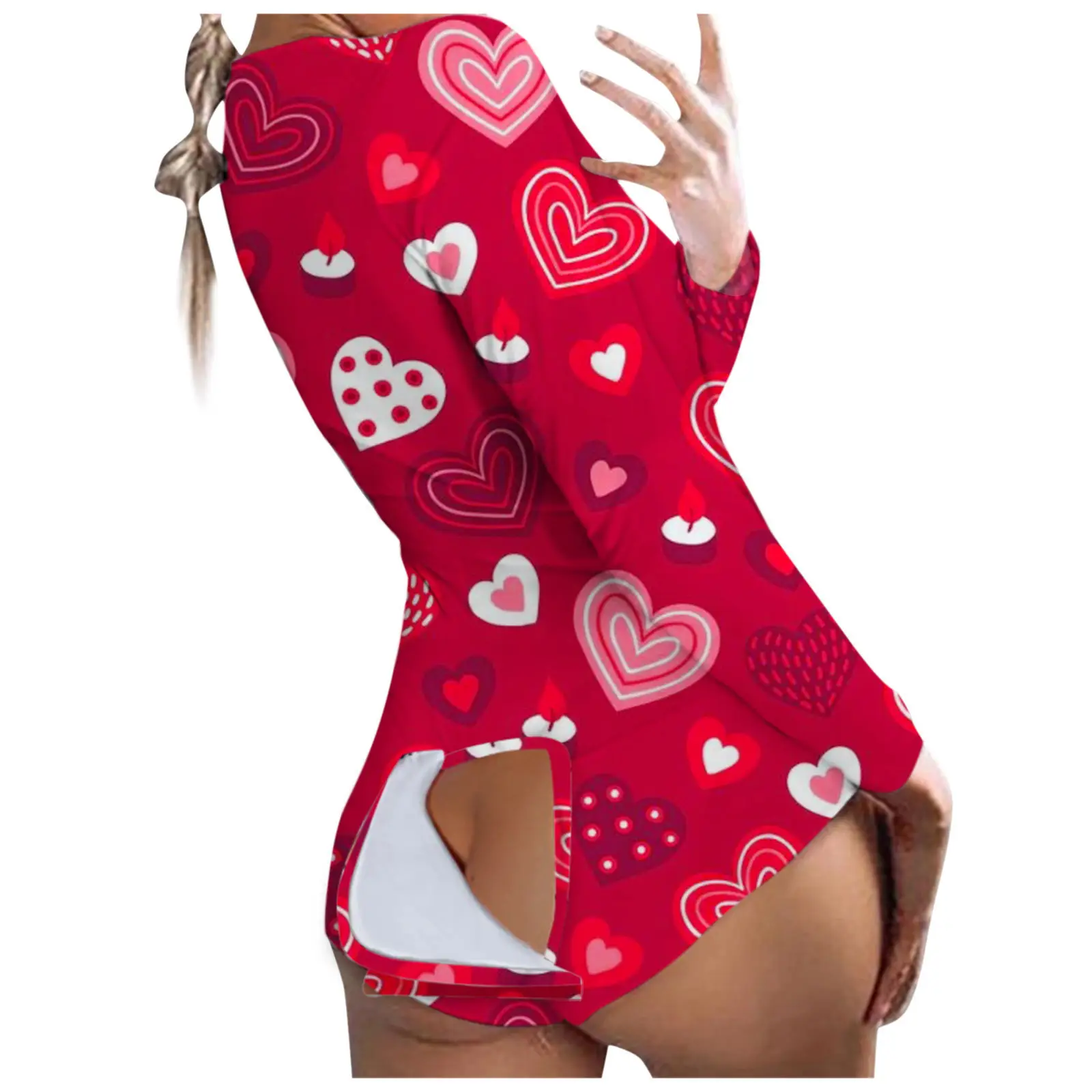 Women's Printed Lip Print Pajamas White Long Sleeve