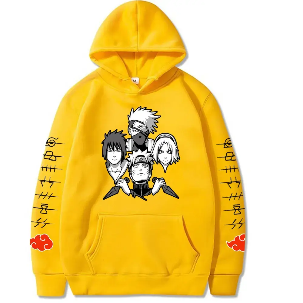 Naruto Crosshair Hoodie Yellow Men Women Casual Cartoon Print - Image 2
