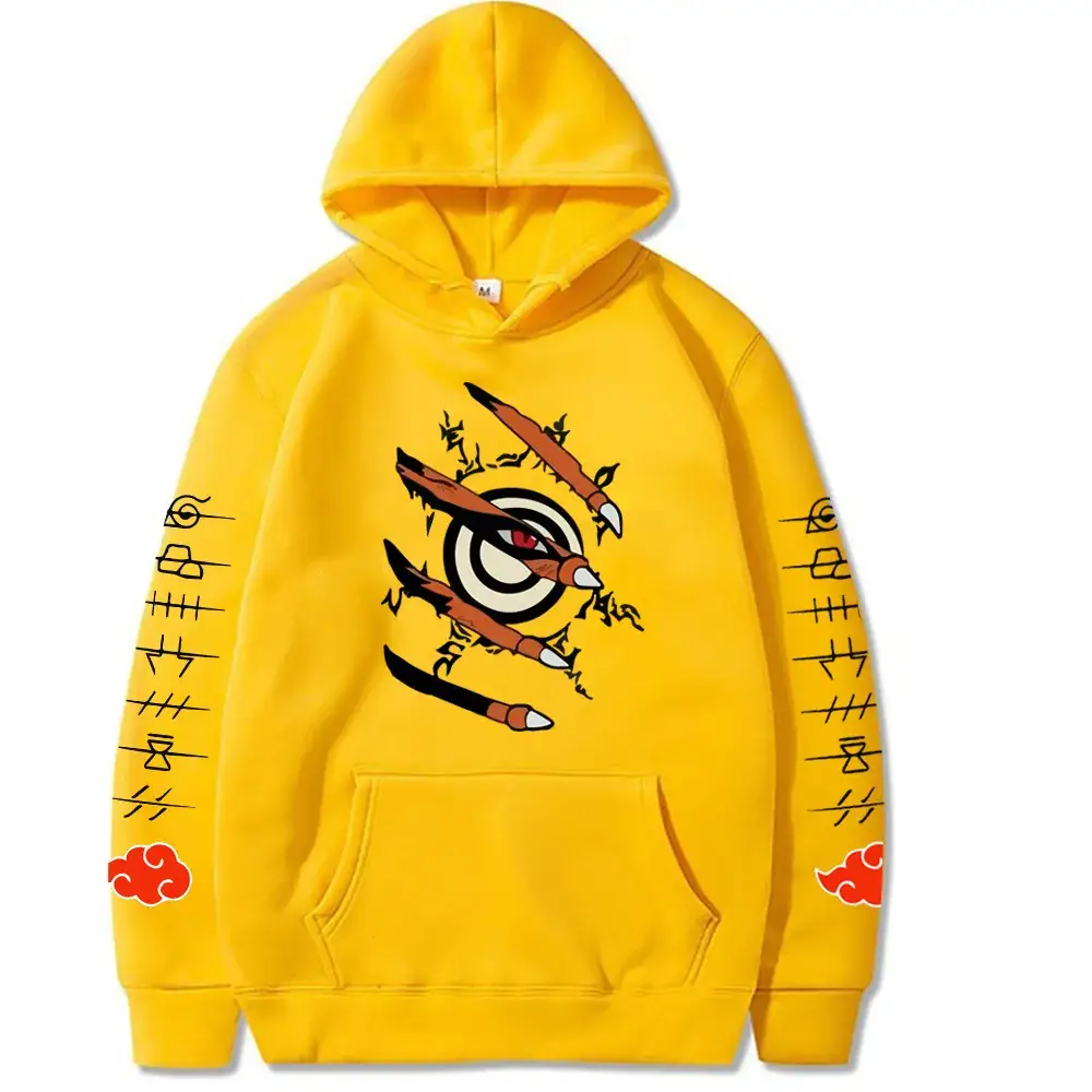 Naruto Crosshair Hoodie Yellow Men Women Casual Cartoon Print - Image 8