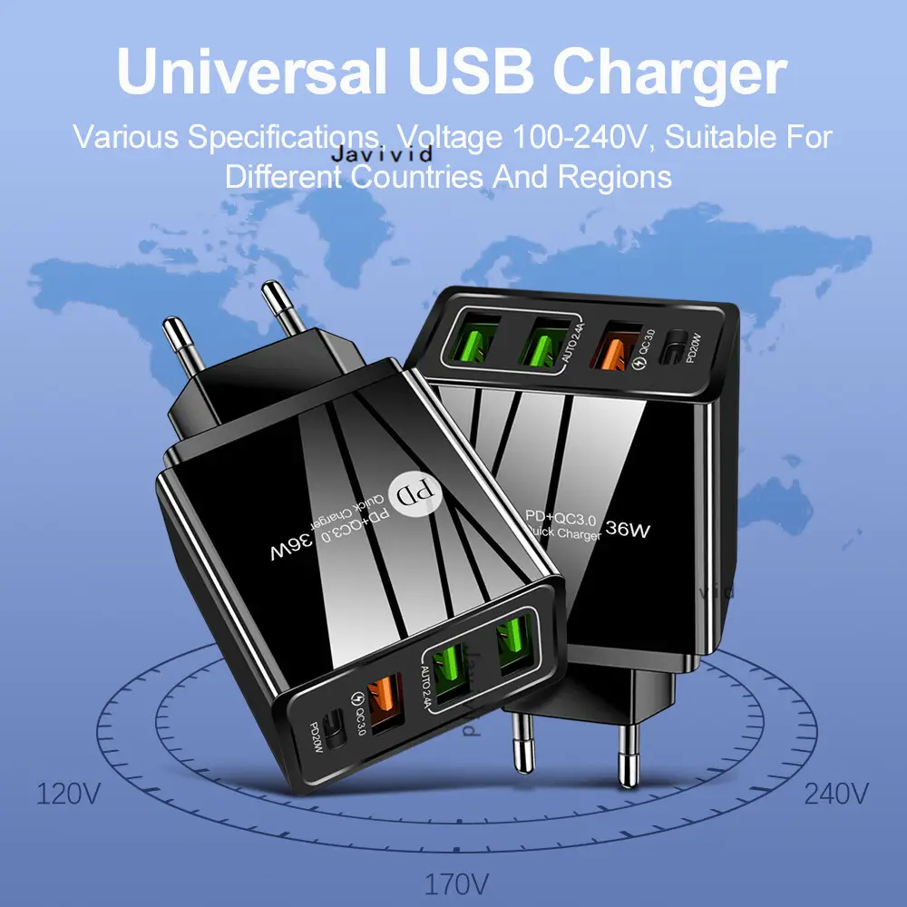 Smart Chip 36W PD20W Dual USB Fast Charging Charger - Image 2