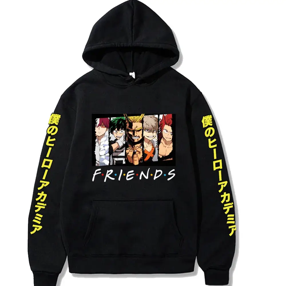 Men Black Friends Print Hoodie Sweatshirt