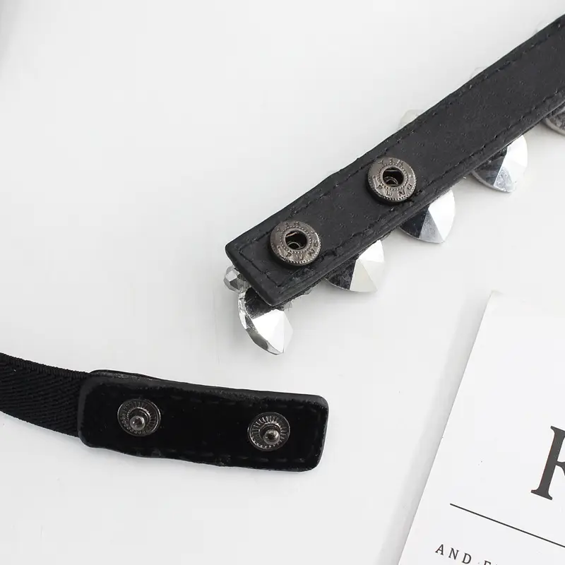 Snap Elastic Rhinestone Belt for Women - Image 7